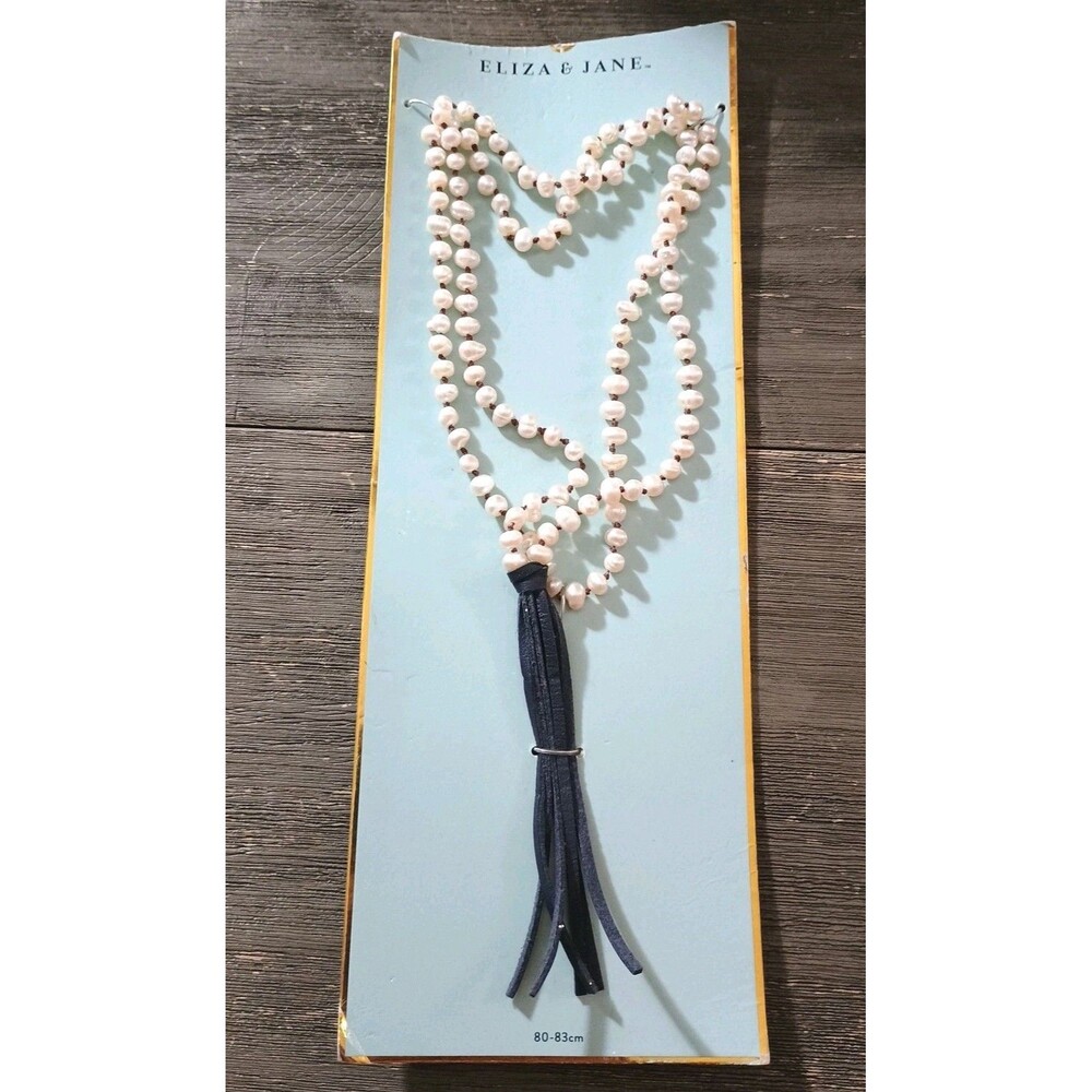 Eliza & Jane Real Pearl Tassel Long Necklace New 80-83cm
